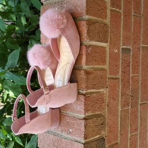 Pink pointy toe puff sandals - sz. 9